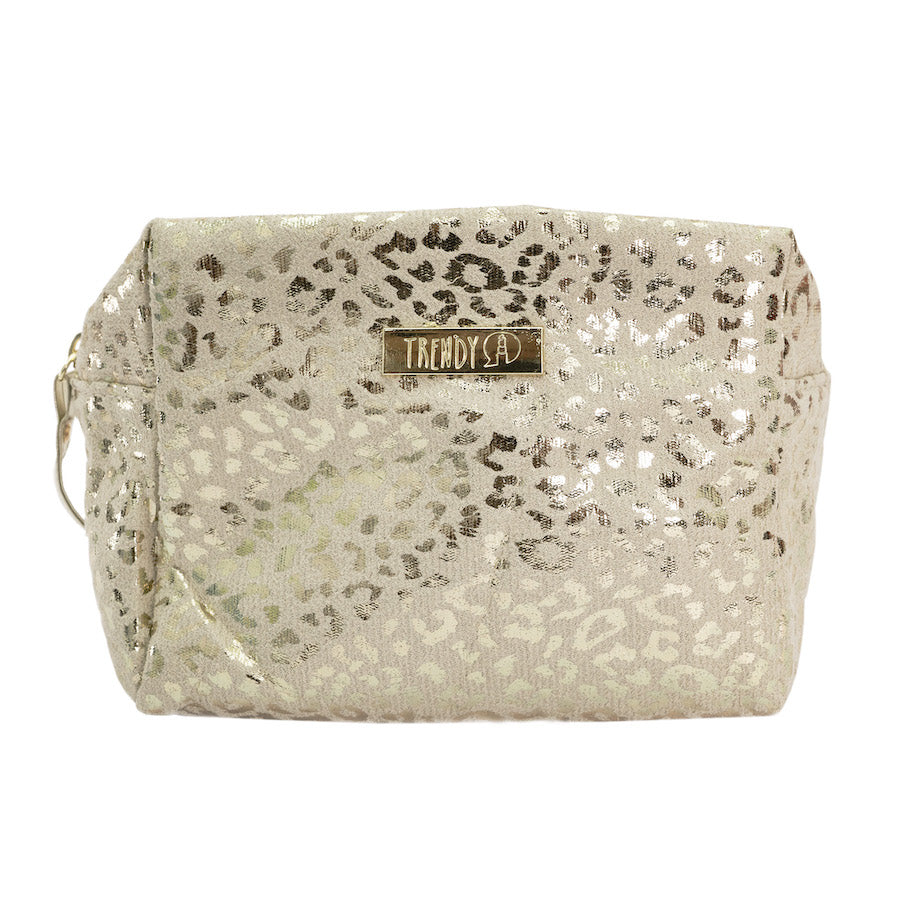 Cosmetiquera dorada animal print - TRENDY