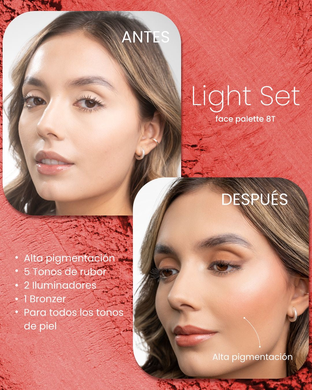 Paleta de rubor Light Set 8T - MONTOC