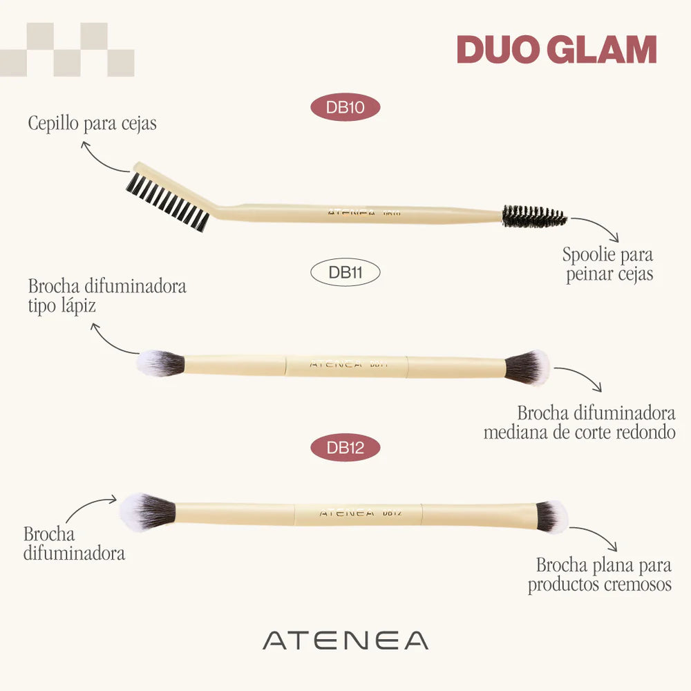 Brocha DUO PLANA CREMA/DIFUMINADORA DB12 - Atenea