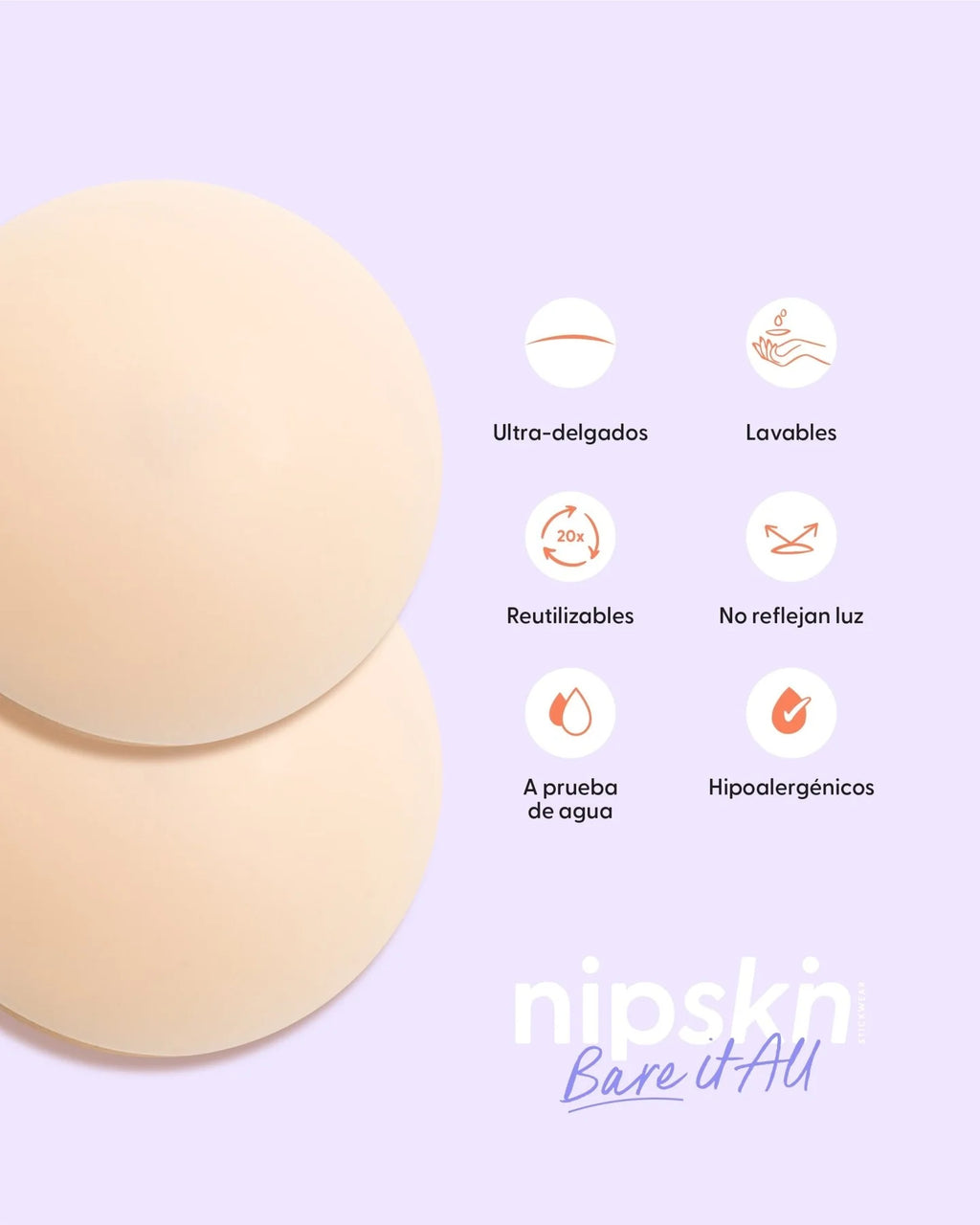 Cubrepezones de Silicona Reutilizable, Bare It All - Nipskin