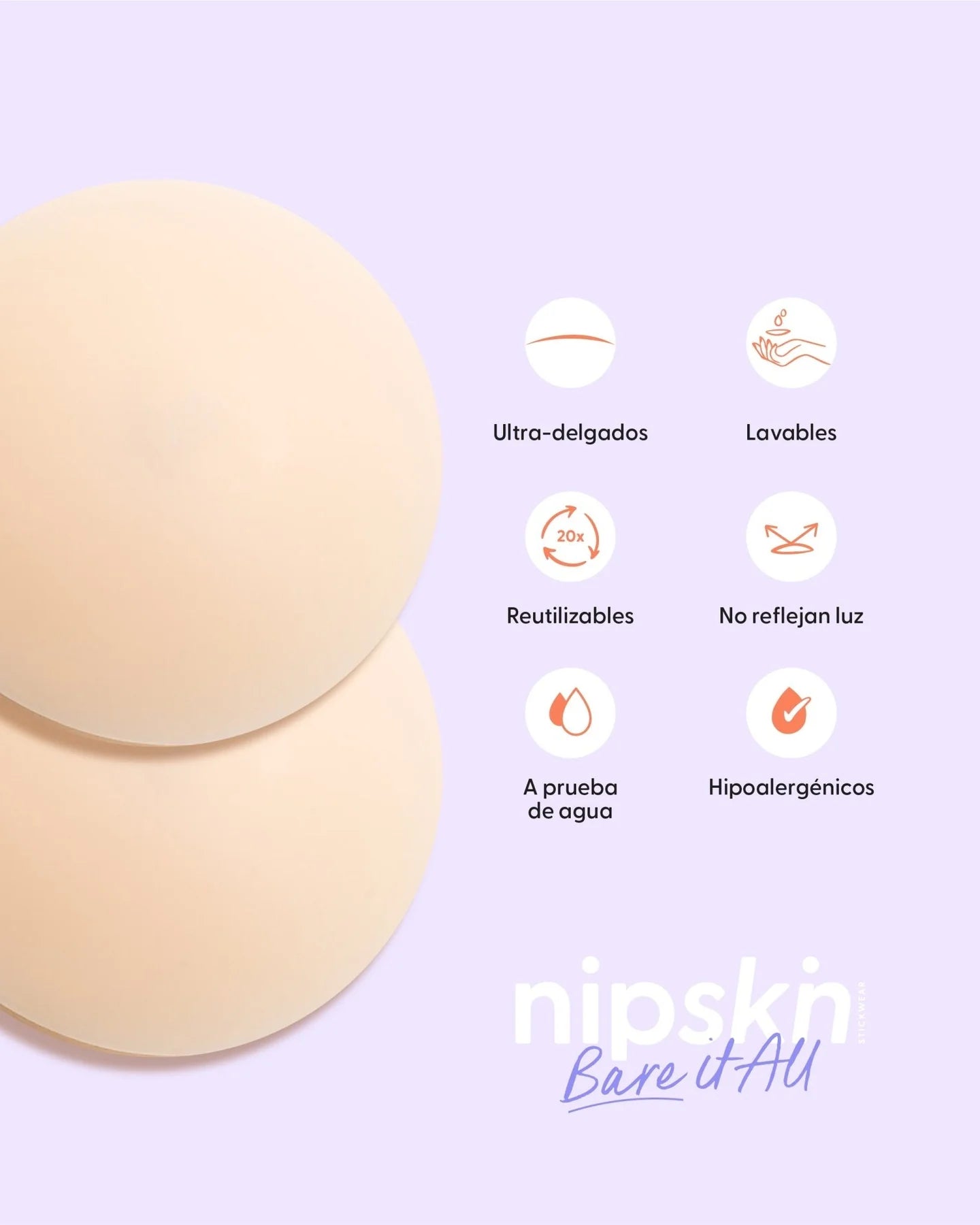Cubrepezones de Silicona Reutilizable, Bare It All - Nipskin