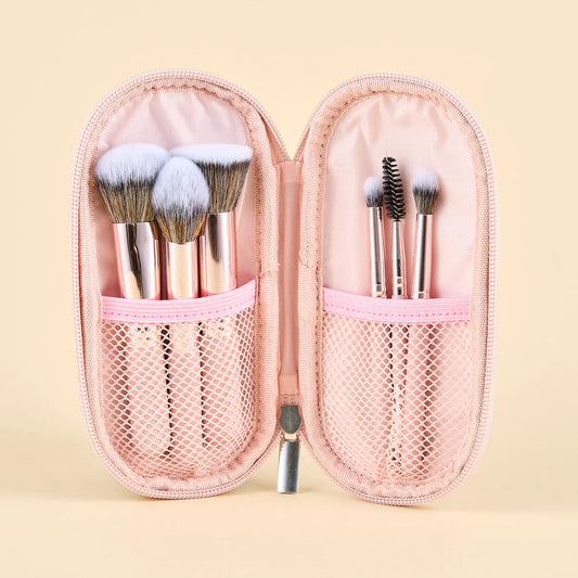Kit de brochas viajeras rosadas - Atenea