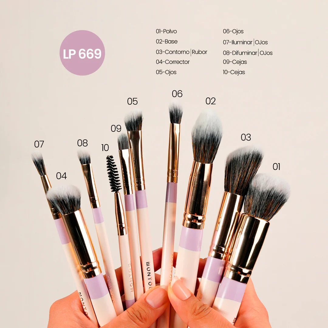 Kit de brochas Fluffy x 10 piezas - Montoc