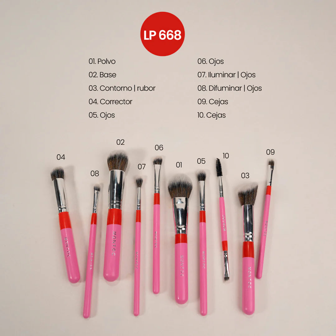 Kit de brochas Fluffy x 10 piezas - Montoc
