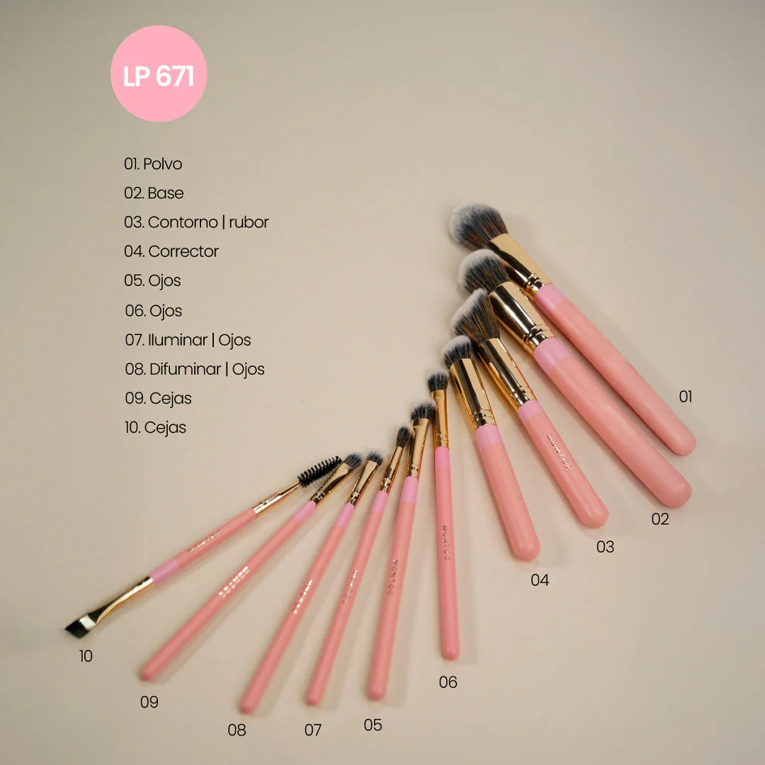 Kit de brochas Fluffy x 10 piezas - Montoc