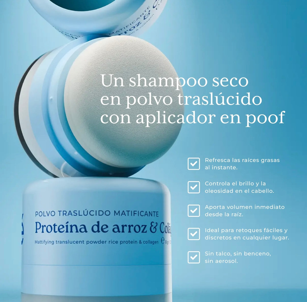 POLVO CAPILAR TRASLÚCIDO MATIFICANTE PROTEÍNA DE ARROZ Y COLÁGENO - Olé Capilar