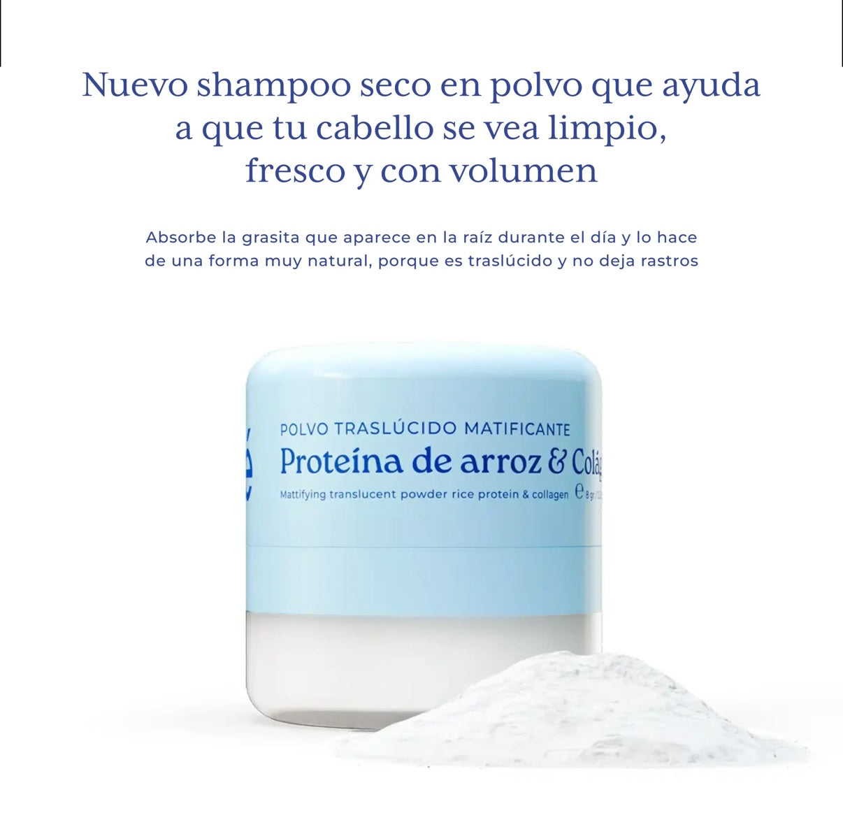 POLVO CAPILAR TRASLÚCIDO MATIFICANTE PROTEÍNA DE ARROZ Y COLÁGENO - Olé Capilar